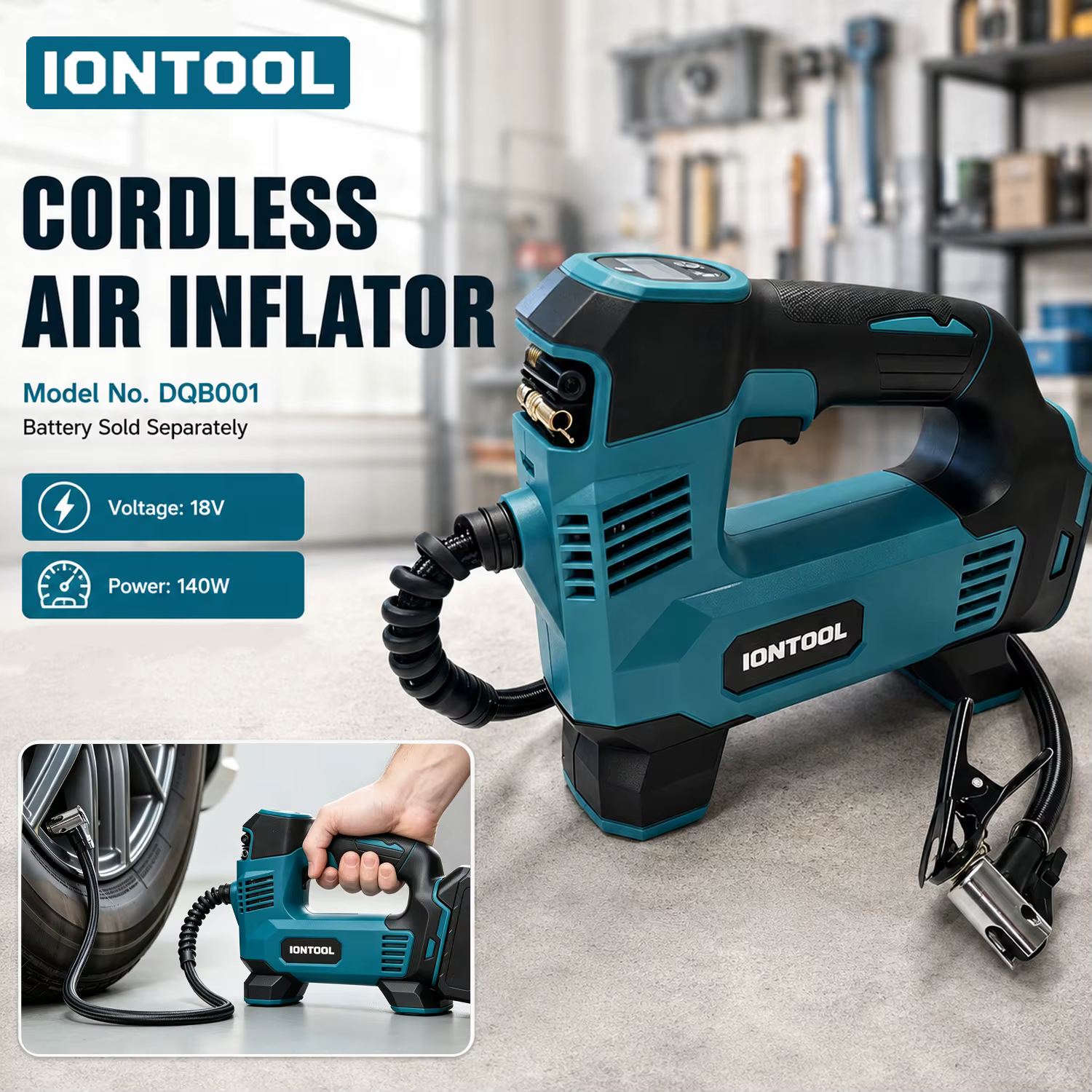 Cordless Air Compressor 140W Portable Tyre Inflator
