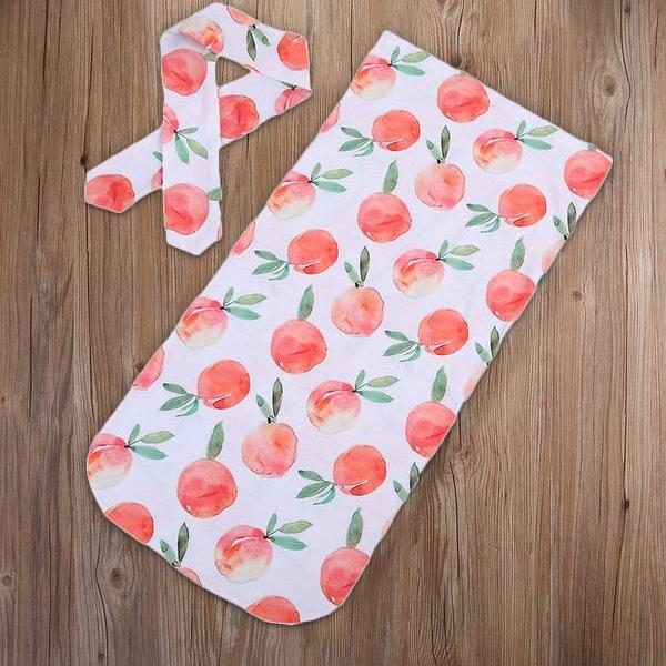 Swaddle Sleeping Sack & Headwrap 2PC Set - Peach