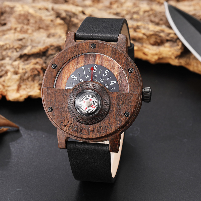 Multifunctional Compass Wood Watch Outdoor Sports