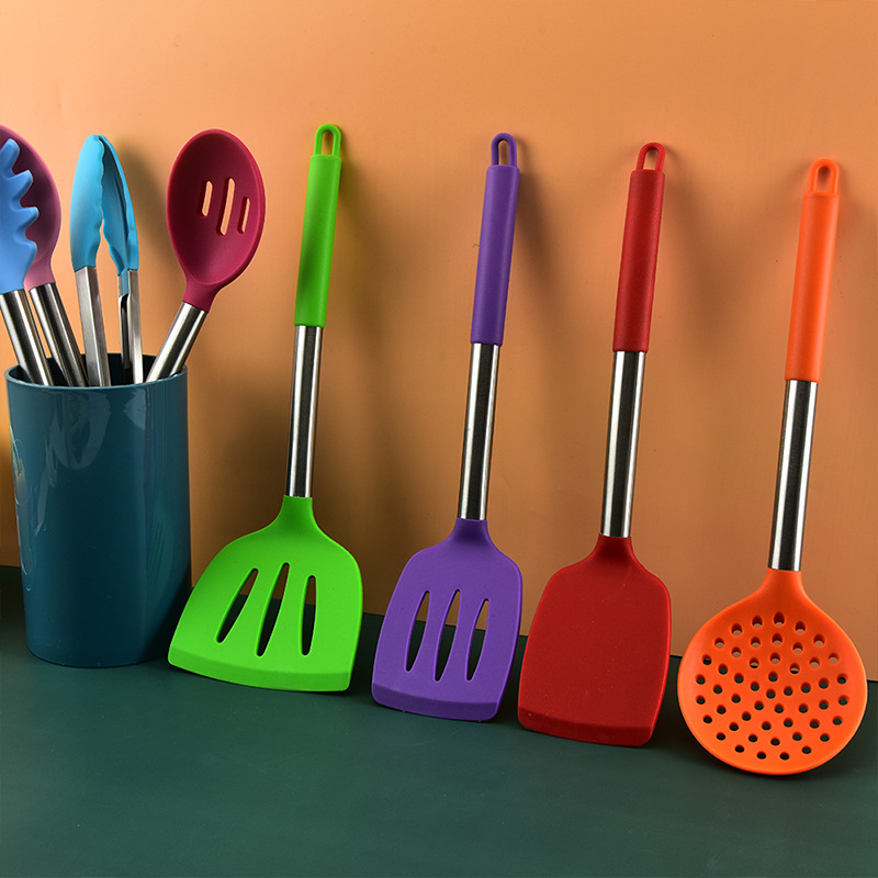 Color Silicone Kitchenware Set Cooking Shovel Spoon 14 Sets of