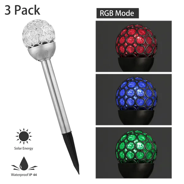 Solarek 3 Outdoor Solar Lights IP44 Waterproof Ball RGB Light