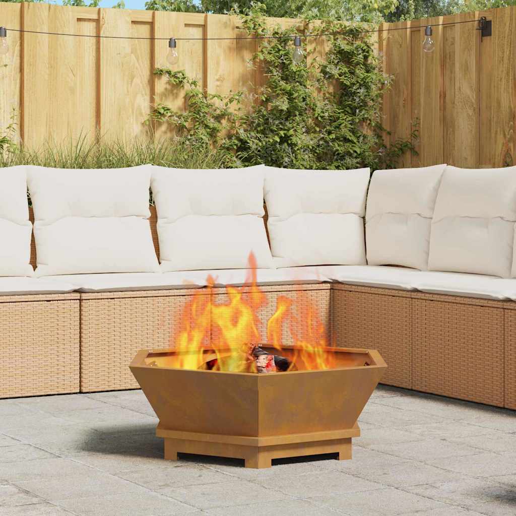 Fire Pit in Brown Weather-Resistant Steel, 75 cm