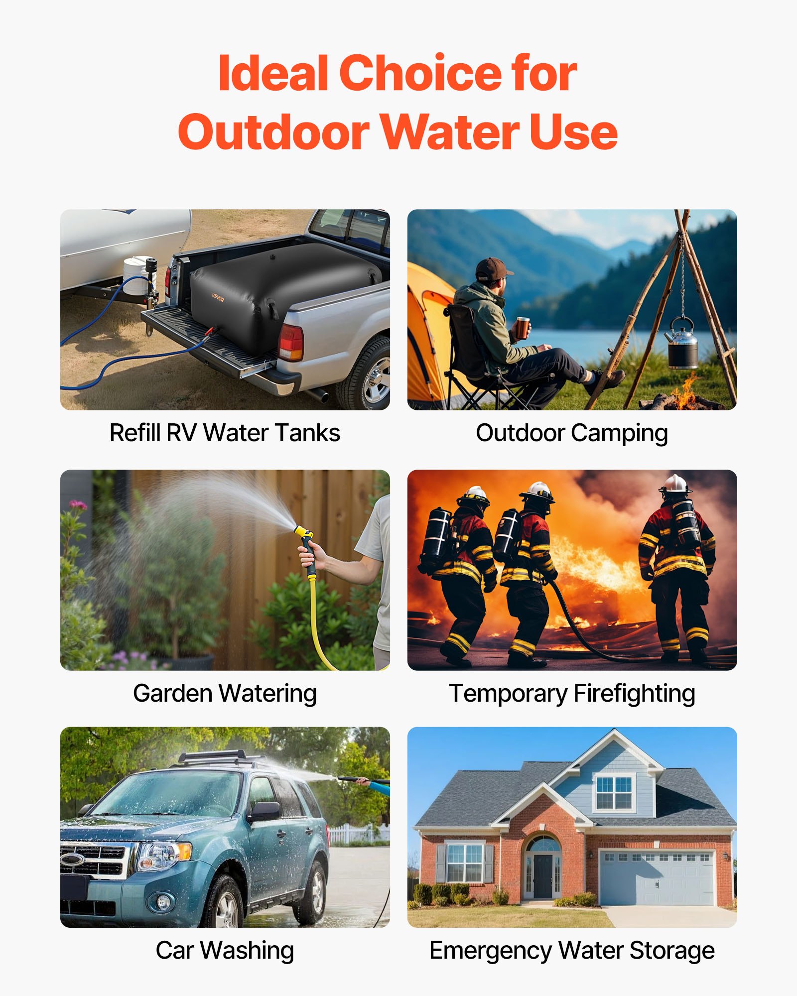 Water Storage Bladder, 264.2 Gal Collapsible Bag, Wear-resistant