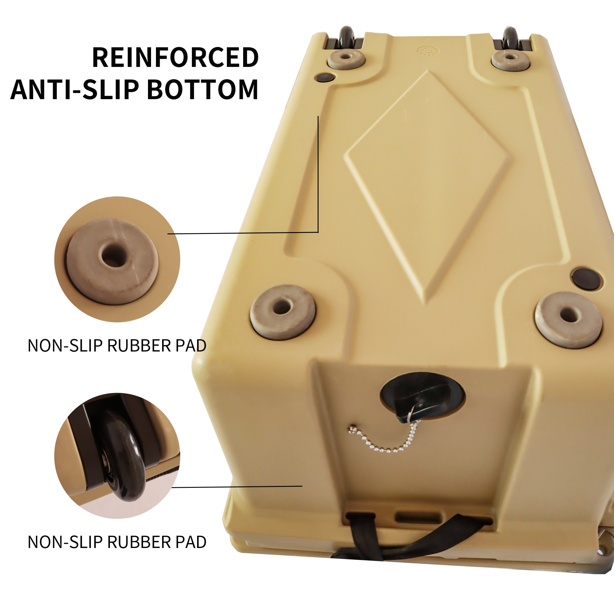 Cooler Box 65 qt in Khaki for Camping and Fishing
