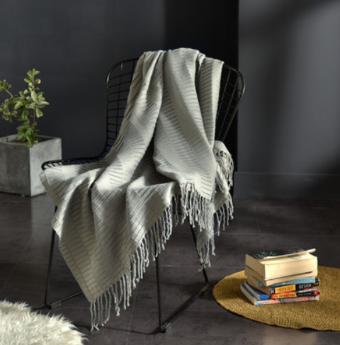 Knitted Tassel Camp Blanket and Shawl - 130 x 150 cm