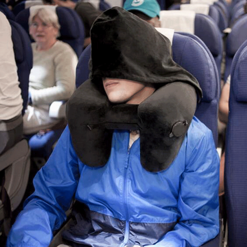 Inflatable Neck Pillow with Eye Mask and Earplugs