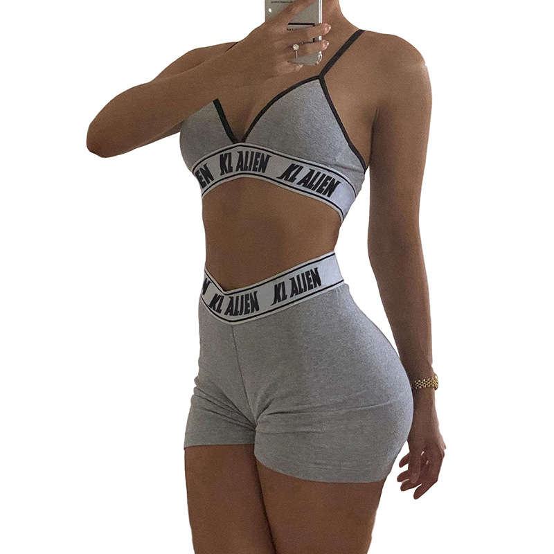 Sling V-neck Camisole High Waist Bag Hip Shorts
