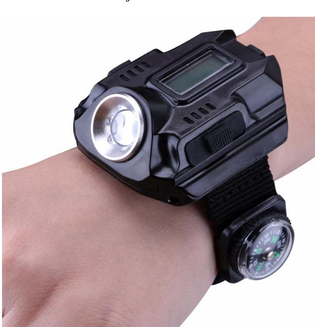 LED Watch Flashlight Portable Light USB Charging 4 Mode Tactical