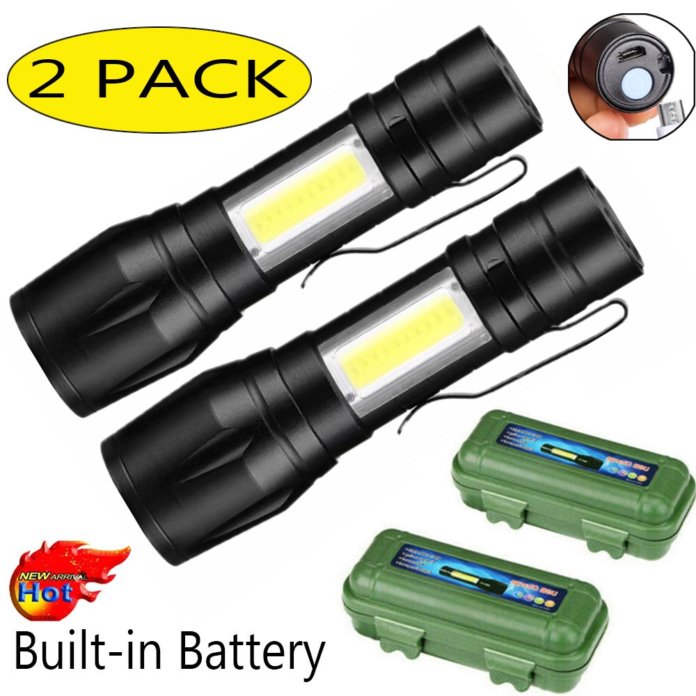 LED Telescopic Flashlight Military Torch USB Rechargeable Pen
