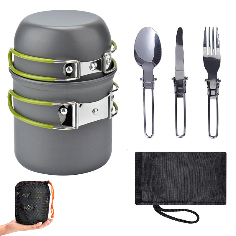 Camping Cookware Set with Cutlery for 1–2 People