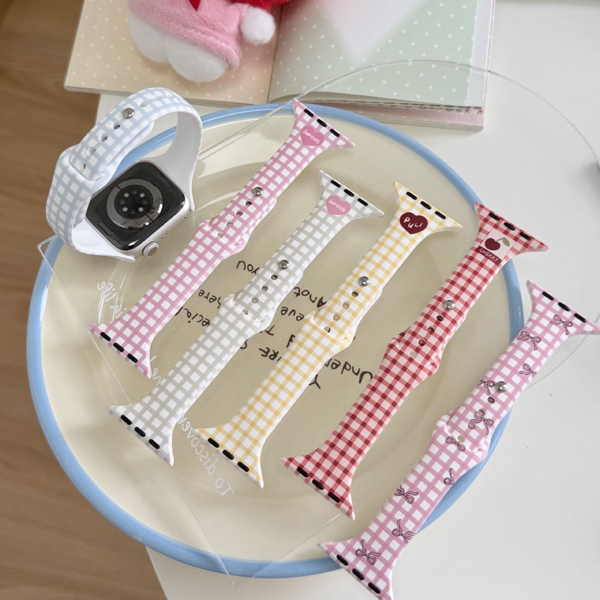 Loving-heart Plaid Petite-waist Watch Strap